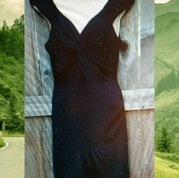 LEIFSDOTTIR BLACK RUCHED DESIGNER DRESS - Picture 6 of 7